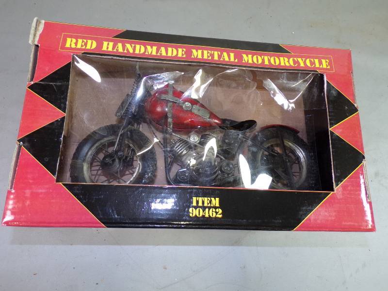 lot 235 image: Red Handmade Metal Motorcycle Item 60462
