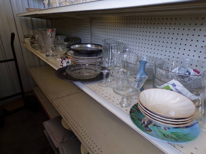lot 253 image: Huge Dcor lot with Silver Serving Trays, Crystal and Glassware, plates and lots more