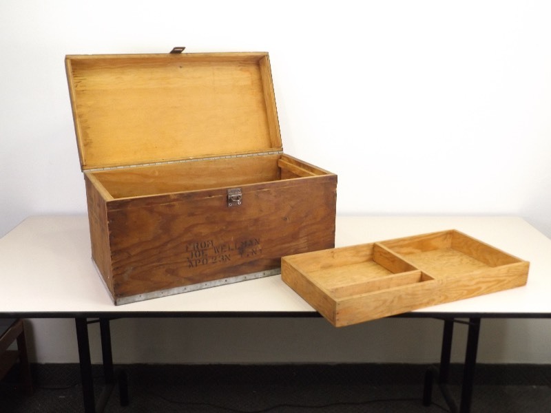 lot 5 image: Solid Wood Vintage TrunkTool Box