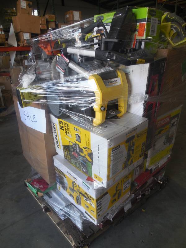PALLET LOT OF GENERAL MERCHANDISE, PRESSURE WASHERS
