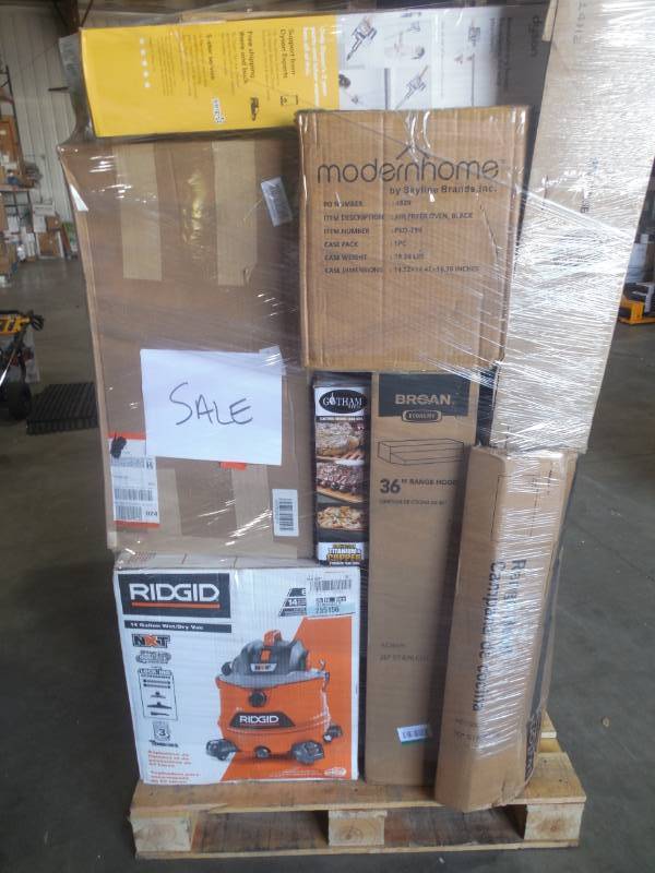 PALLET LOT OF RANGE HOODS, AC UNIT, VAC, PUMPS