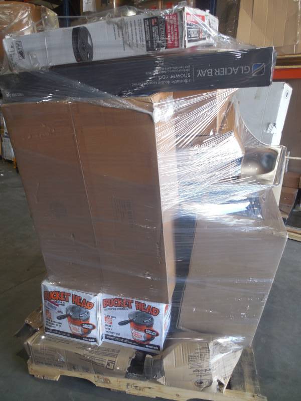 PALLET LOT OF GENERAL MERCHANDISE, SINKS, VACS,
