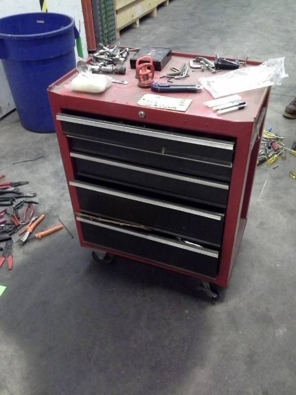 lot 95 image: Rolling Tool Chest with 5-Locking Drawers, Misc. Hand Tools