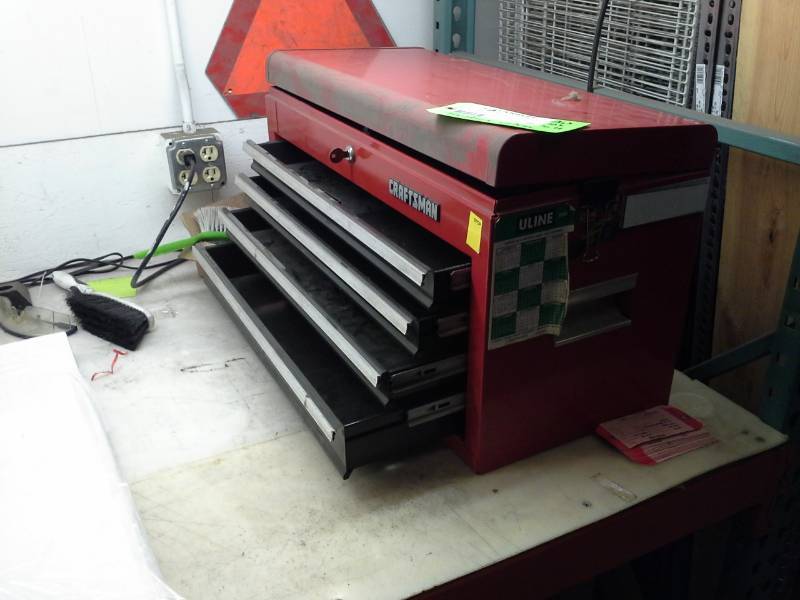 lot 96 image: Craftsman Metal Tool Box with 4-Drawers and Storage Top