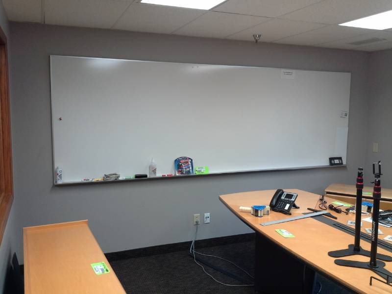 lot 1013 image: Metal Frame Dry Erase Board with Tray, Markers, Erasers, Cleaner