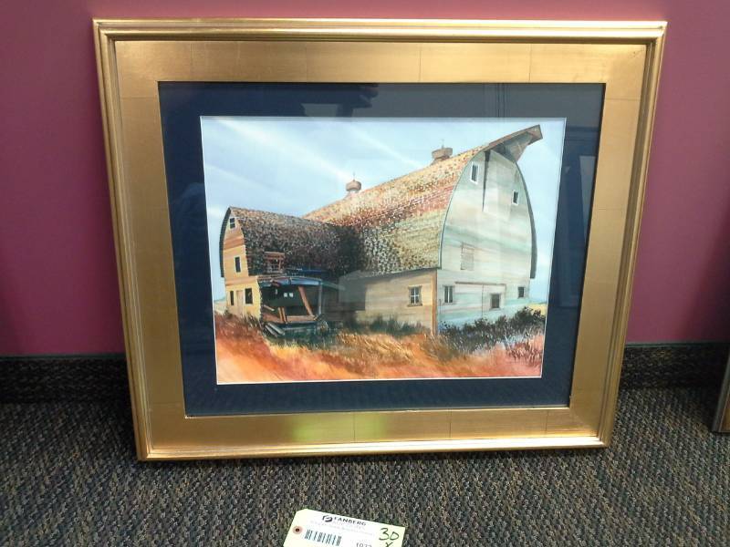 lot 1022 image: 2009 Farmhouse by Karyln Eckman Signed Framed Matted Wall Art