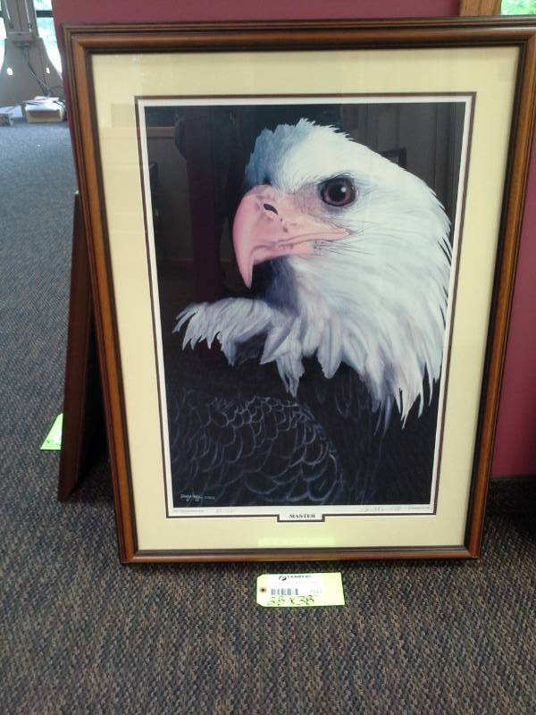 lot 1023 image: Bald Eagle by Sarah Dean Colle Signed Framed Matted Wall Art