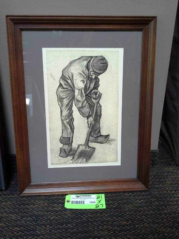 lot 1024 image: Farmer by  Signed Framed Matted Wall Art