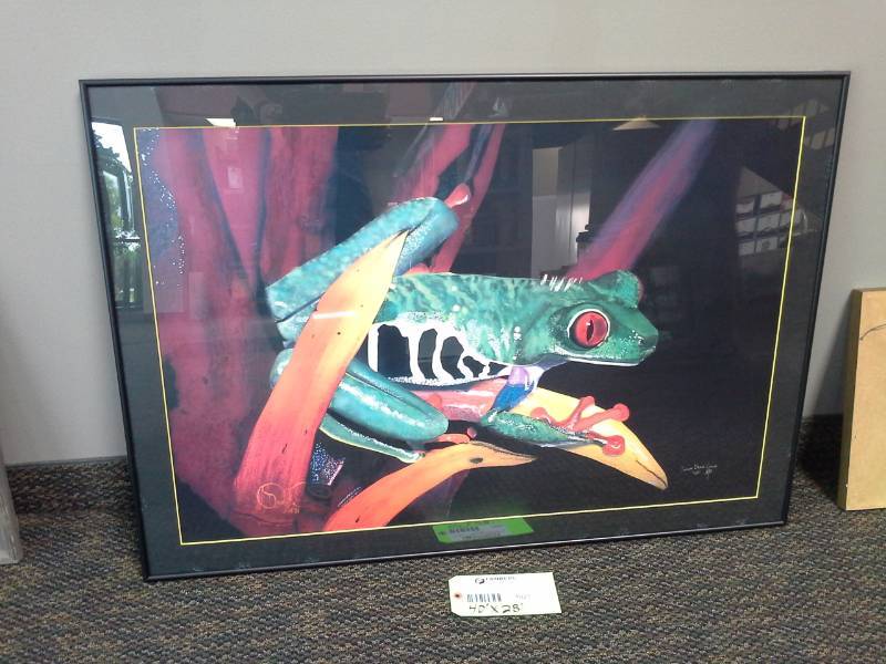 lot 1027 image: Frog by Sarah Dean Colle Signed Framed Matted Wall Art
