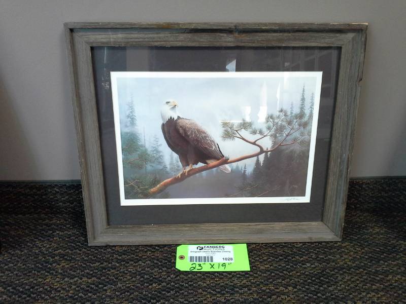 lot 1028 image: Bald Eagle Framed Matted Wall Art