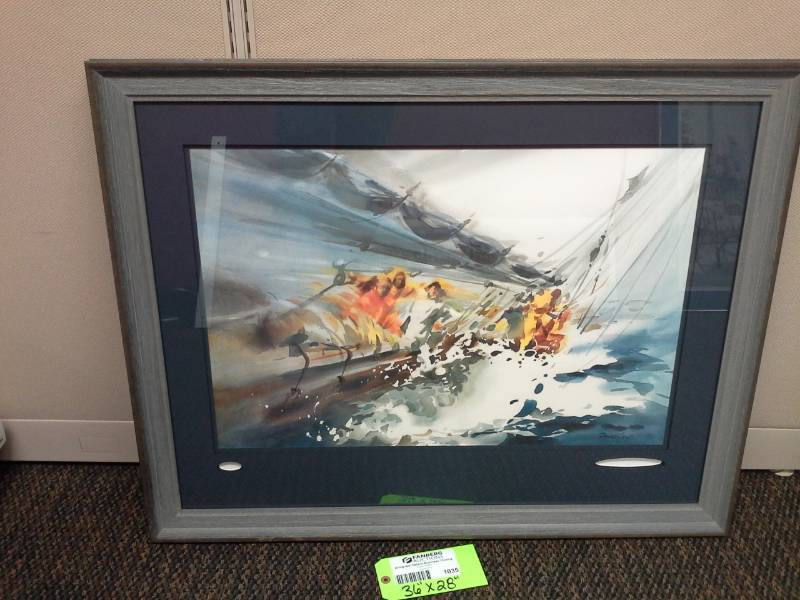 lot 1035 image: Sailboat by Doug Levy Signed Framed Matted Wall Art