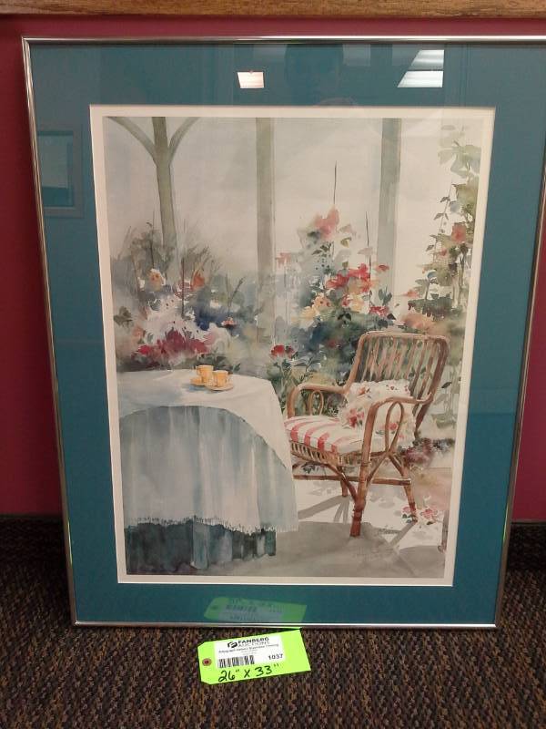 lot 1037 image: Garden Scene by Elaine Fredrickson #555910 Signed Numbered Framed Matted Print