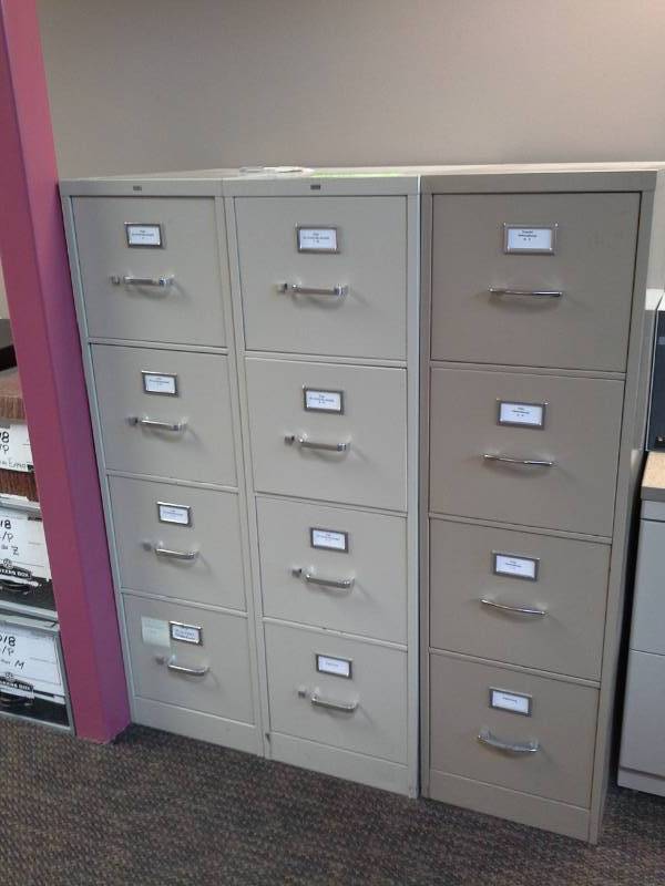 lot 1043 image: Lot of (3) Metal File Cabinets with 4-Drawers
