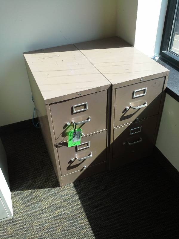 lot 2037 image: Lot of (2) Metal File Cabinets with 2-Drawers