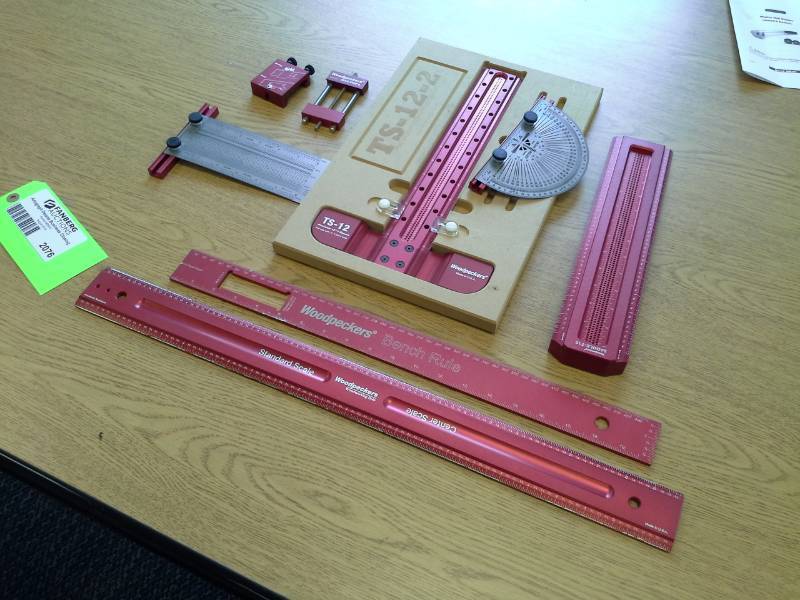 lot 2076 image: Woodpeckers Bench Rule, Standard Scale, TS-12 Precision Wood Working T-Square, Rule Stop, Incra Ruler