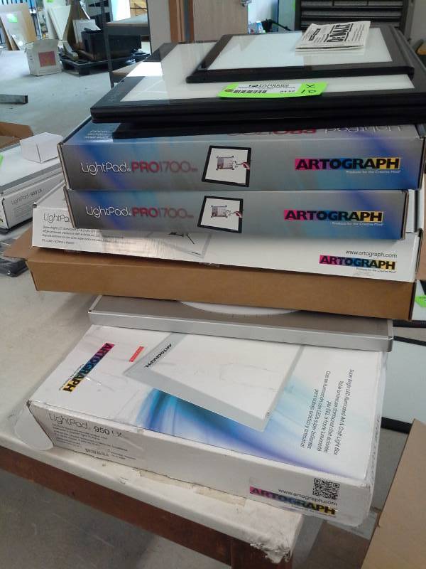 lot 2132 image: Lot of (10) Artograph LightPads Pro 1700, LightPads 950 LX