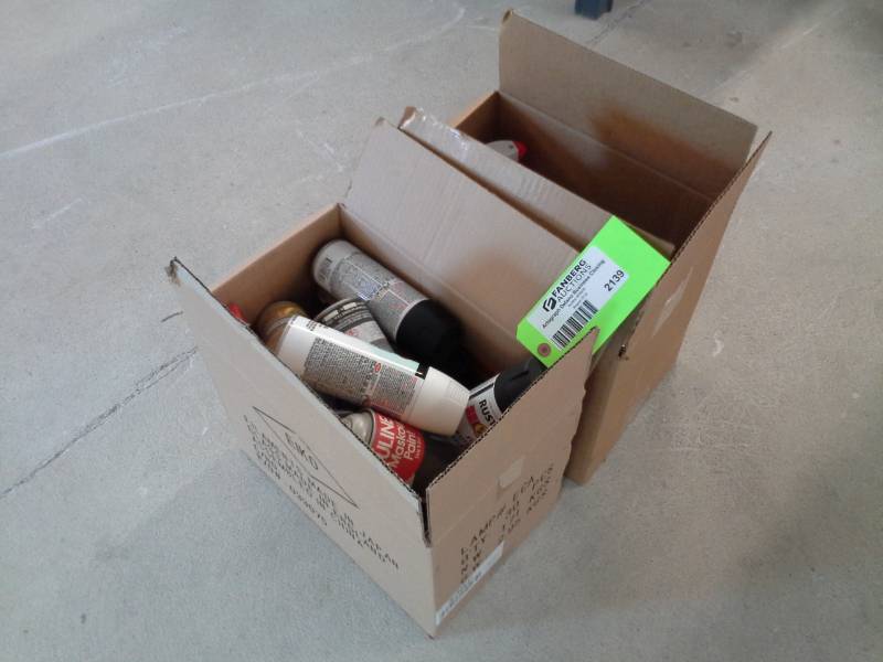 lot 2139 image: Denatured Alcohol, Wood Glue, Bucktown Polymers, Spray Paint
