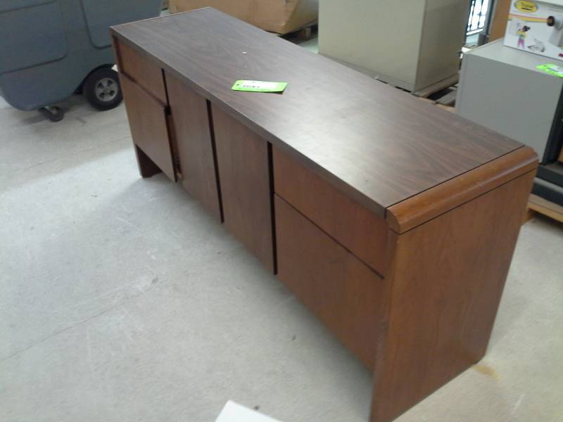 lot 2143 image: Wood Credenza with 4-Drawers, 2-Storage Doors