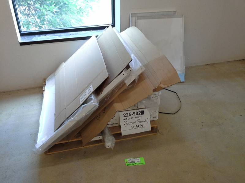 lot 2161 image: Lot of (2) Artograph Open Studio 18x30x30in. 3-Tier Art Carts with Misc. Cardboard