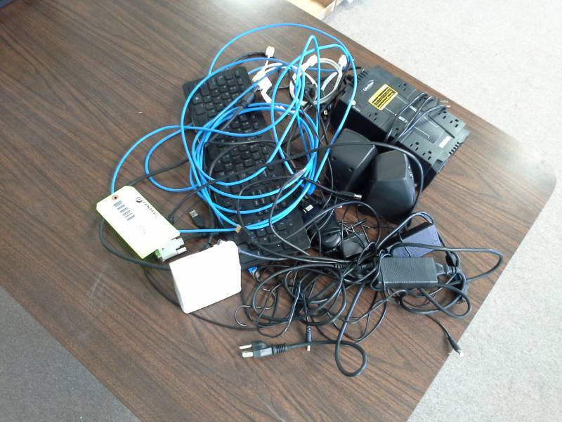 lot 1119 image: Computer Keyboard, Computer Speakers, Power Cords, UPS Power