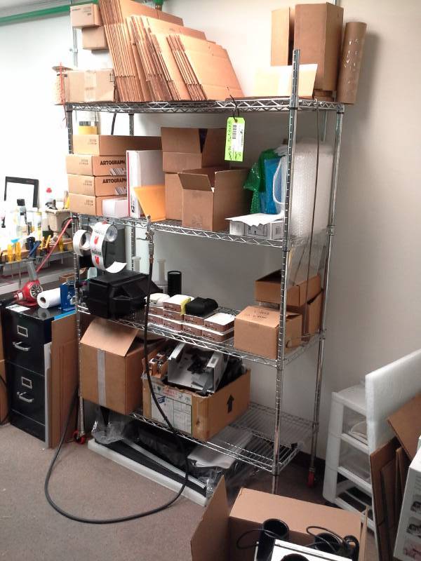 lot 1149 image: NSF Rolling Metal Wire Rack Shelving Unit with 4-Shelves