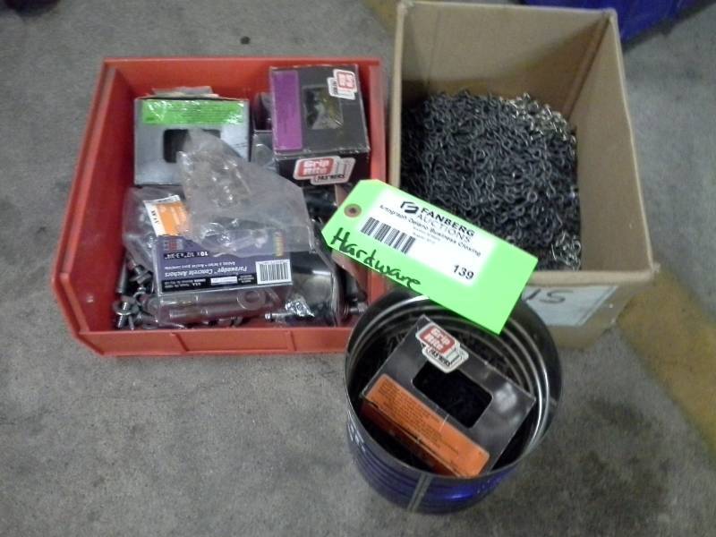 lot 139 image: Hardware - Fasteners, Chains, Anchors, Screws, Bolts, And More