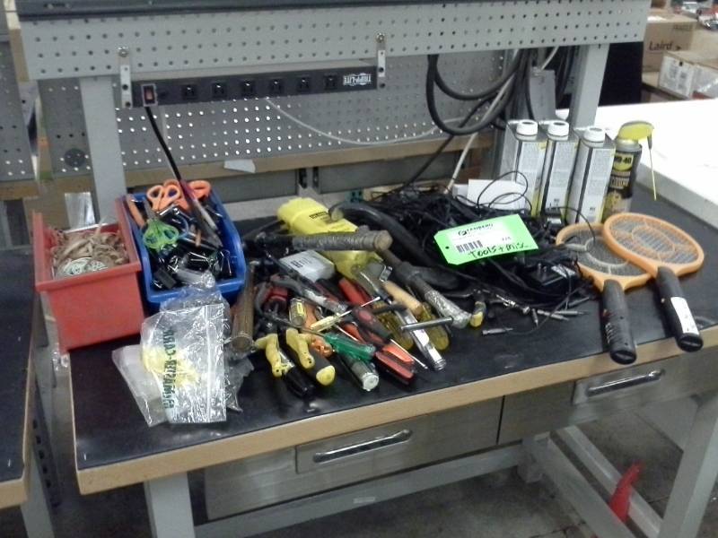 lot 228 image: Hand Tools, Hammers, Scissors, Rubber Bands, WD-40, Screwdrivers, and more