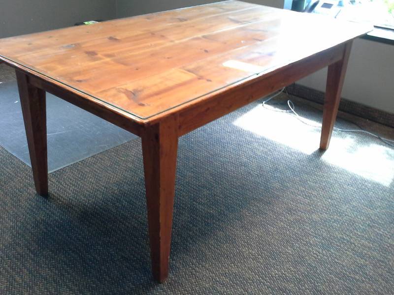 lot 1166 image: Very Nice Wood Table with Glass Top