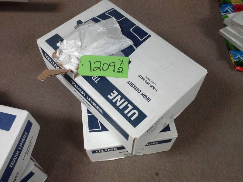 lot 1209A image: Uline S-7684 12-16 Gallon .23 Mil Clear Trash Liners 1000 ct.