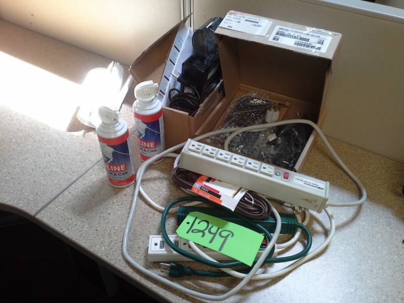 lot 1249 image: Power Strips, Uline Dusters, Label Printer