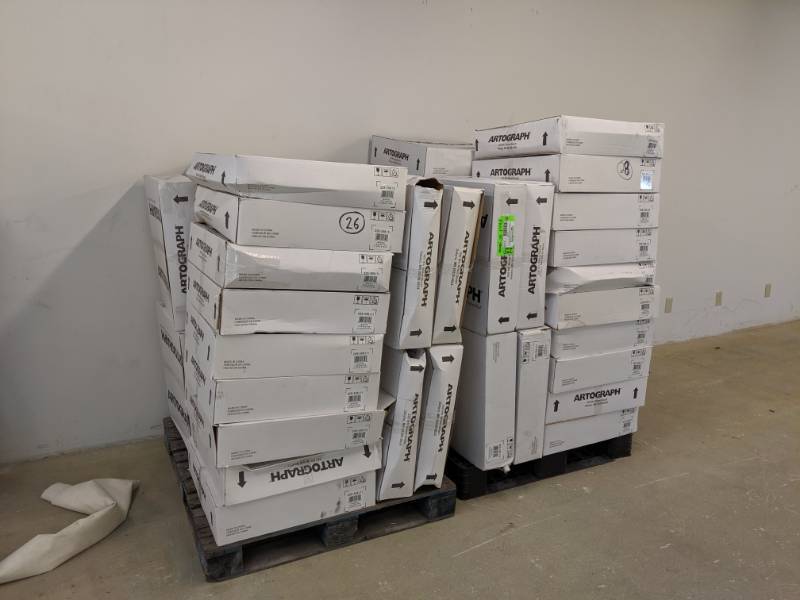 lot 2170 image: Late Added Lot - Pair of Pallets Containing about 50 Artograph Projector Stands