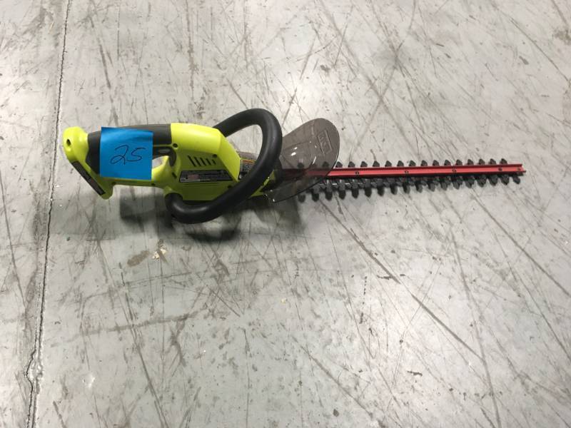 lot 25 image: RYOBI ONE 18 in. 18-Volt Lithium-Ion Cordless Hedge Trimmer - Battery and Charger Not Included  in good condition