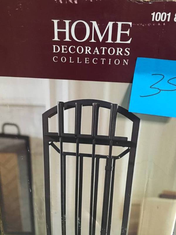 lot 35 image: Home Decorators Collection 5-Piece Fireplace Tool Set in Black  in good condition