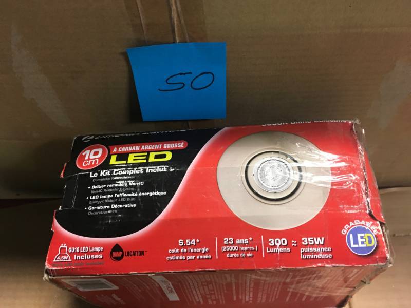 lot 50 image: Lithonia Lighting 4 in. Brushed Nickel Integrated LED Recessed Kit Gimbal Lamped not used