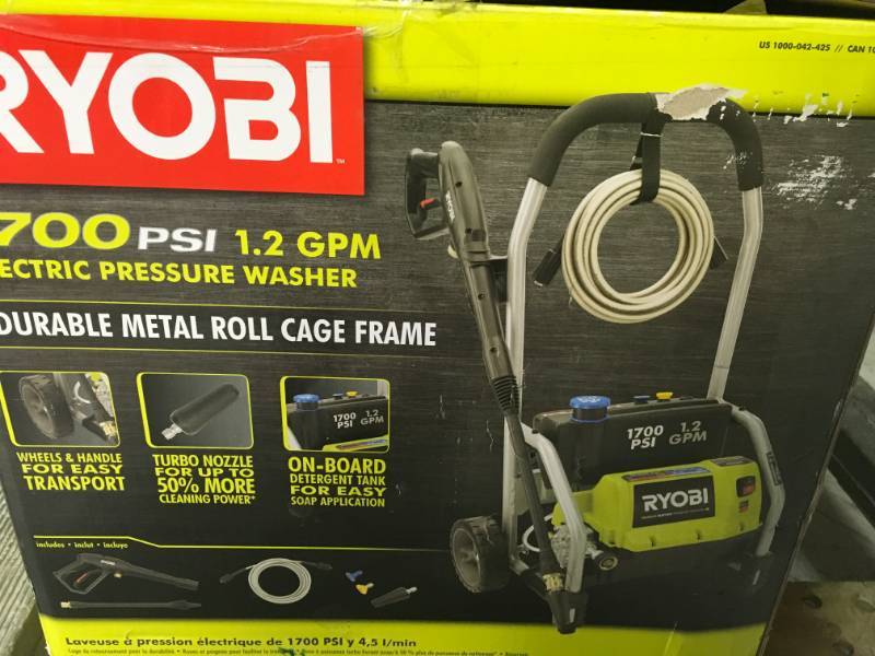 lot 58 image: RYOBI 1,700 PSI 1.2 GPM Electric Pressure Washer  in good condition