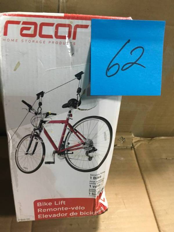 lot 62 image: Ceiling Mount Bike Lift Racor not used
