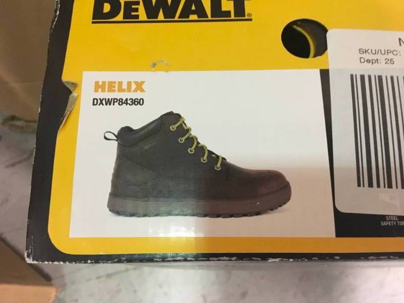 lot 77 image: DEWALT Helix Mens Size 11.5 Dark Brown Leather Steel Toe 6 in. Work Boot not used