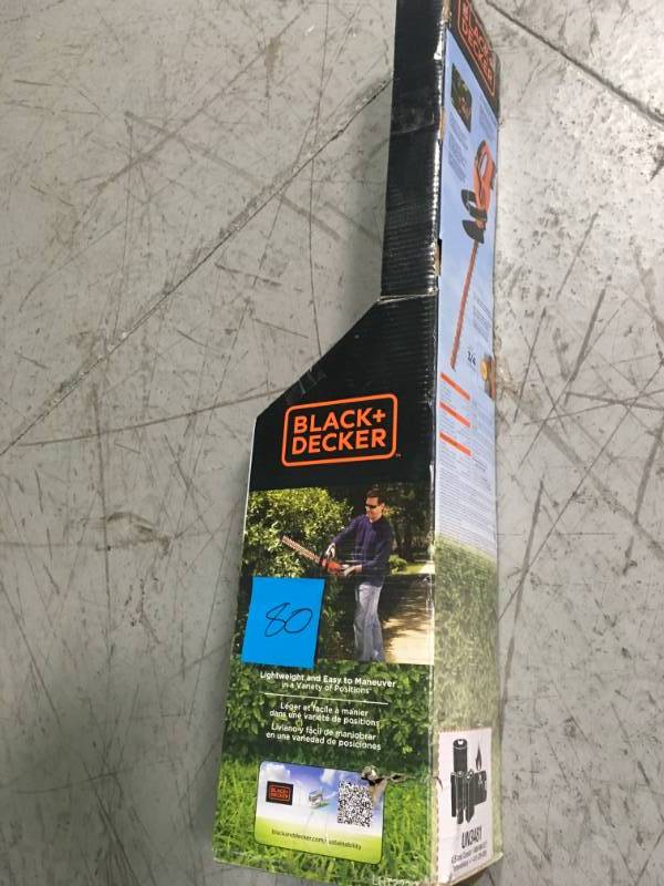 lot 80 image: BLACKDECKER 22 in. 20-Volt MAX Lithium-Ion Cordless Hedge Trimmer with 1.5Ah Battery and Charger Included  in good condition