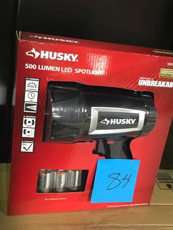 lot 84 image: Husky 500 Lumen LED Long Range Handheld Spotlight __ Virtually Unbreakable not used