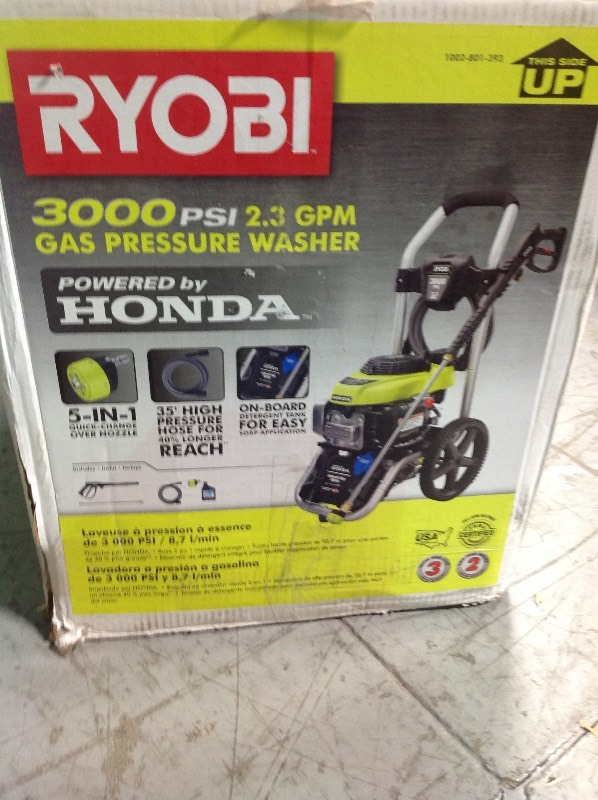lot 108 image: RYOBI 3000 PSI 2.3-GPM Honda Gas Pressure Washer in good conditions