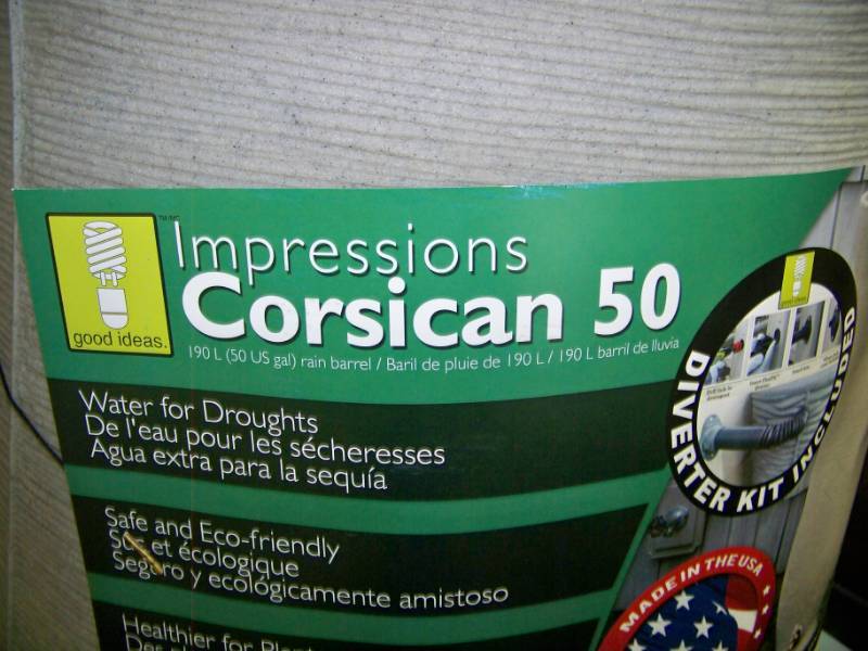 lot 29 image: Impressions, Corsican 50, 50 US Gallon, Rain Barrel - NEW  NEVER USED