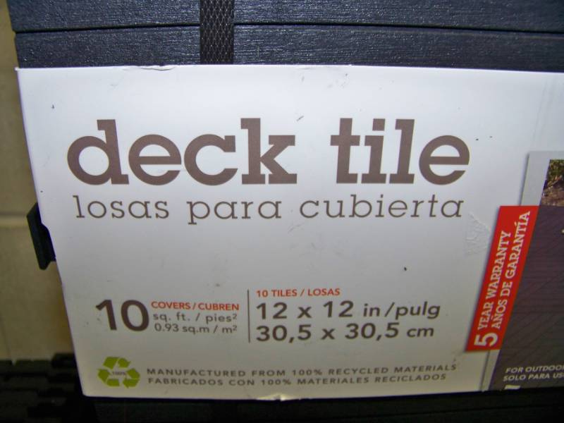 lot 61 image: (4 packs of 10) 12 x 12 Deck  Patio Tiles - NEW in Original Packaging