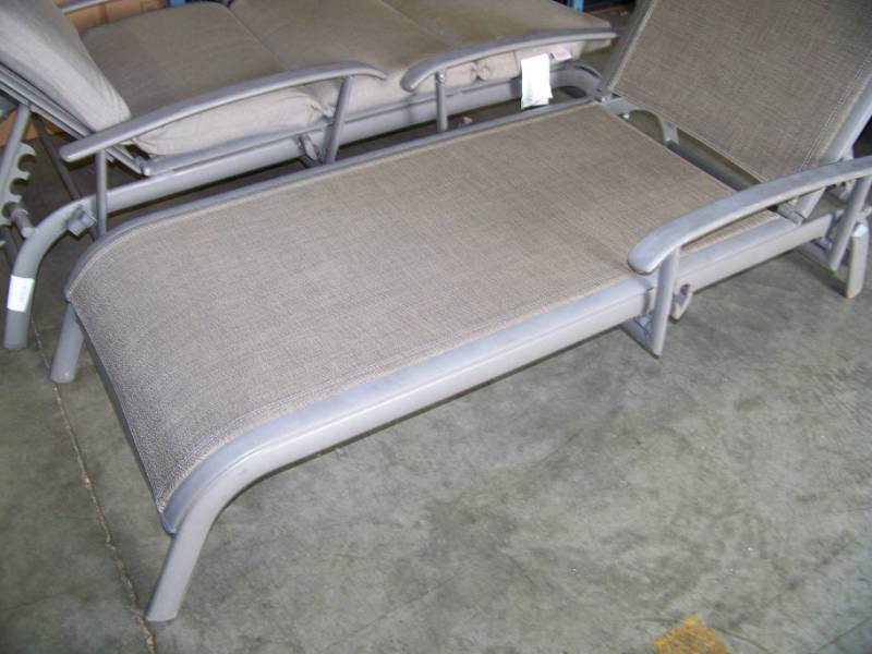 lot 43 image: (2) Sunbrella, Lounge Chairs with (2) Sunbrella, Lounge Chair Padded Cushions - NEW