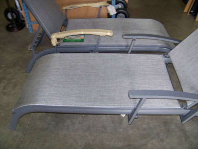 lot 44 image: (2) Sunbrella, Lounge Chairs with (2) Sunbrella, Lounge Chair Padded Cushions - NEW
