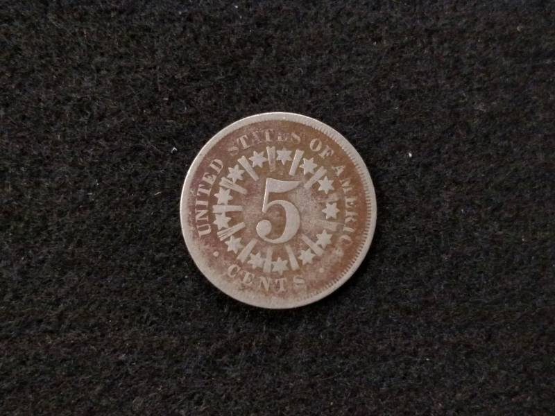 1866 Sheild Nickel with Rays...