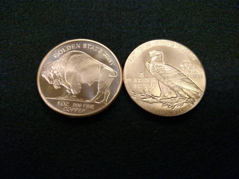 (2) 1 Ounce .999 Copper Coins...