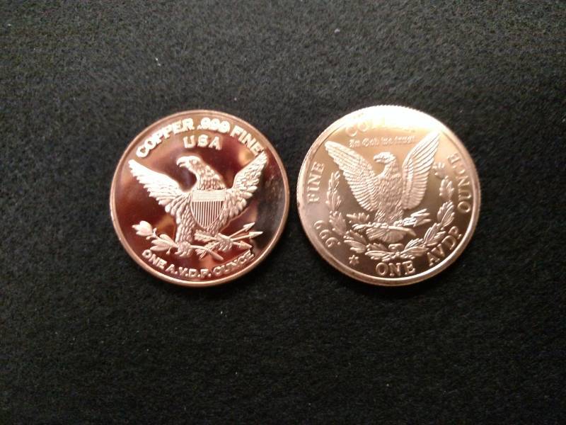 (2) 1 Ounce .999 Copper Coins...