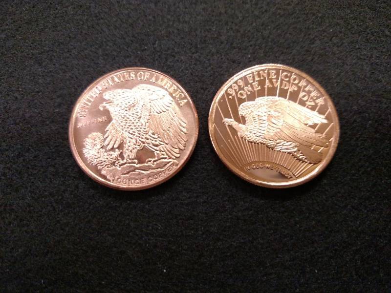 (2) 1 Ounce .999 Copper Coins...