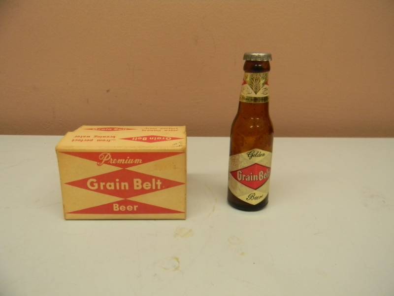 lot 39 image: VINTAGE - GRAIN BELT BEER COLLECTION - MINI BOTTLE APPROX 4 14IN & MINI CASE FULL OF MATCHES - RARE AWESOME COLLECTION - SEE PICTURES