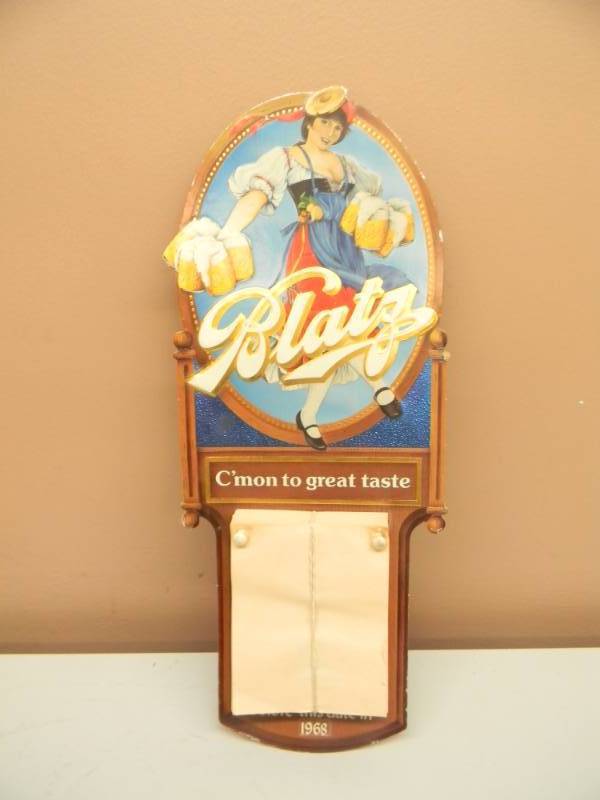 lot 43 image: VINTAGE BLATZ BEER VALERIE GIRL FOIL CALENDAR - WITH PAPER DATES - NICE - APPROX 17 BY 7 - SEE PICTURES